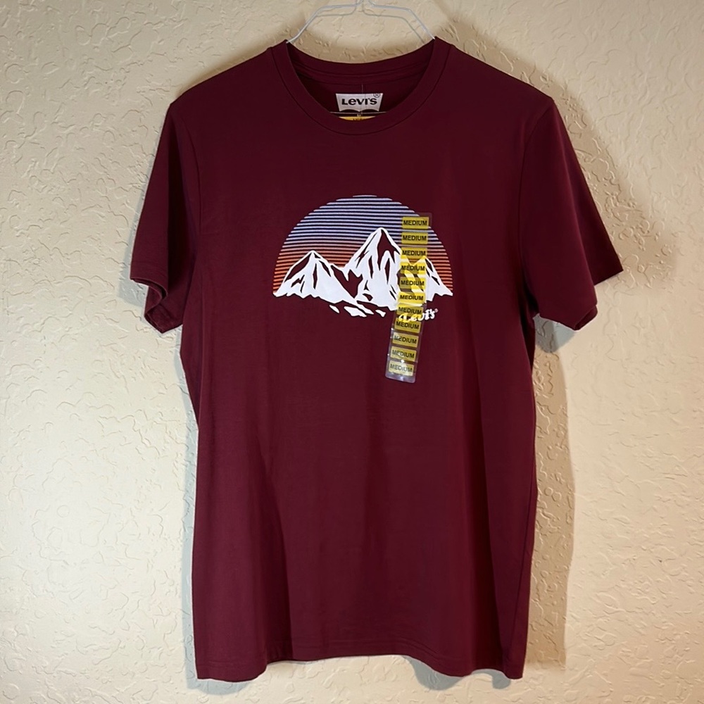 Levi’s Mountains Graphic T Shirt Large Burgundy